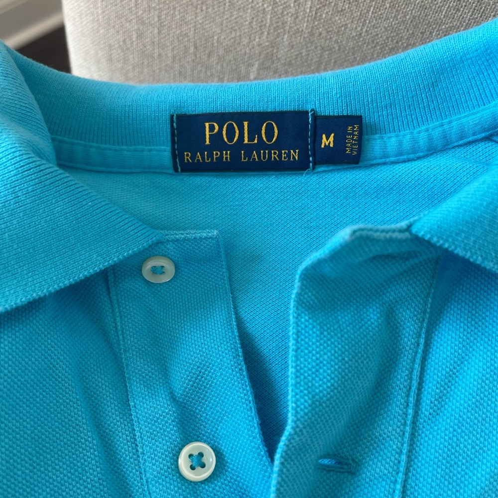Polo medium teal short sleeved mens shirt